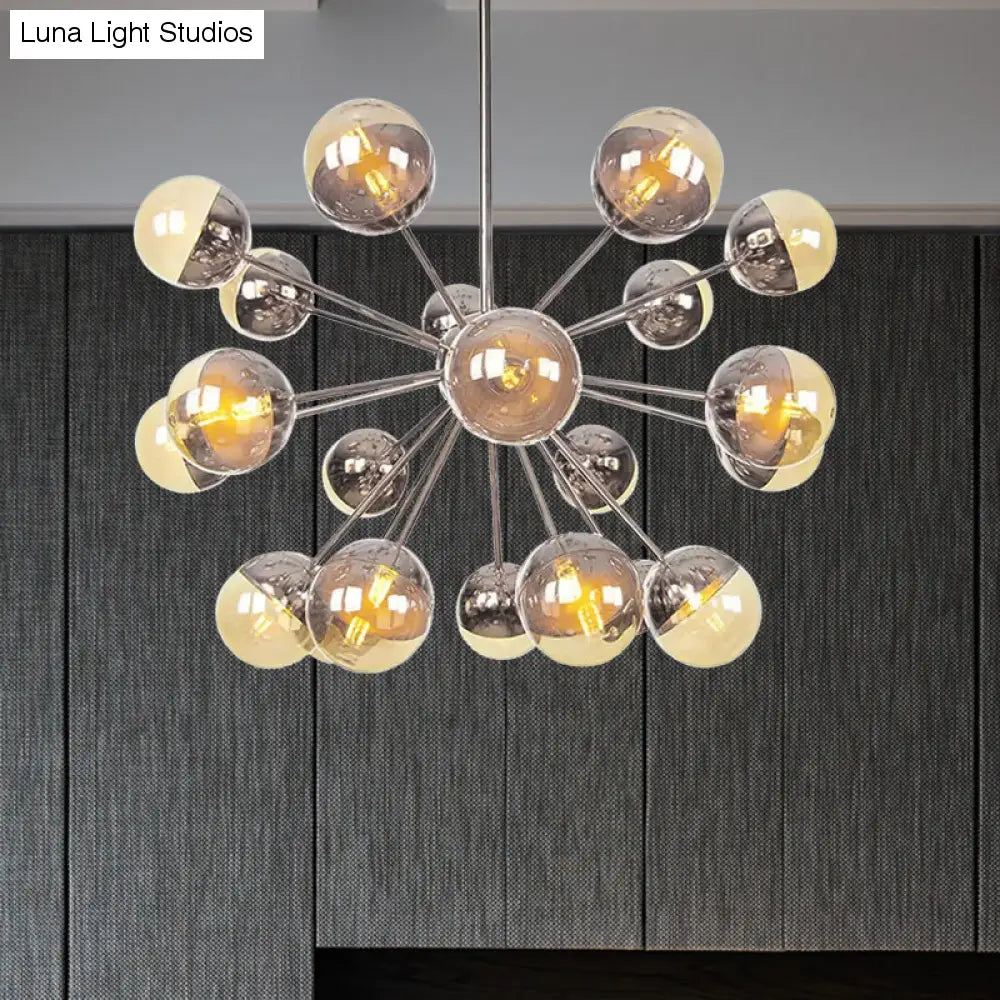 Lámpara de techo semiempotrada DecorBites™ Globe para comedor, con cristal blanco/transparente/gris ahumado - 9/12/15 luces - Diseño contemporáneo en cobre/cromo/oro
