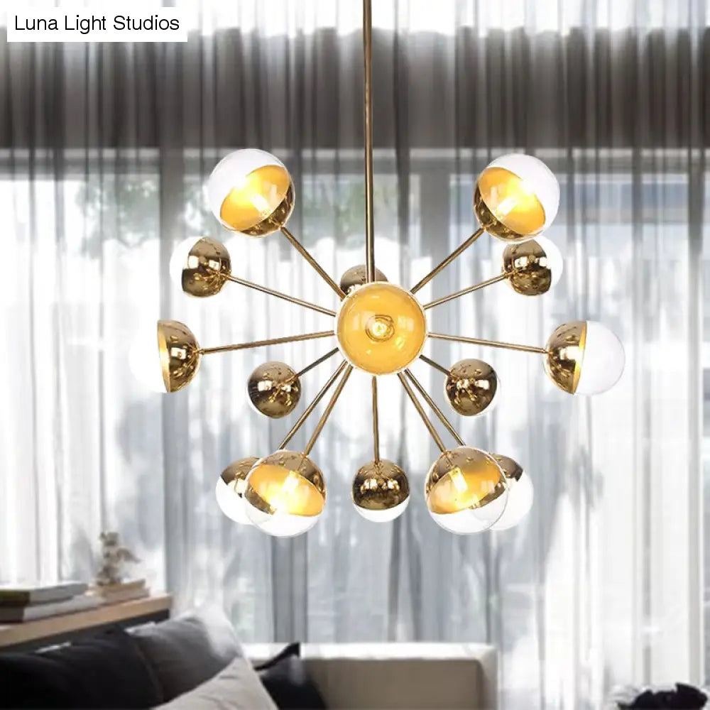 Lámpara de techo semiempotrada DecorBites™ Globe para comedor, con cristal blanco/transparente/gris ahumado - 9/12/15 luces - Diseño contemporáneo en cobre/cromo/oro