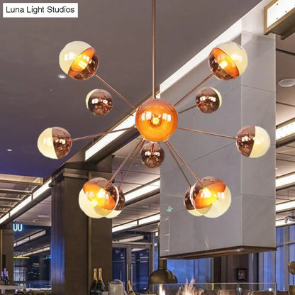 Lámpara de techo semiempotrada DecorBites™ Globe para comedor, con cristal blanco/transparente/gris ahumado - 9/12/15 luces - Diseño contemporáneo en cobre/cromo/oro