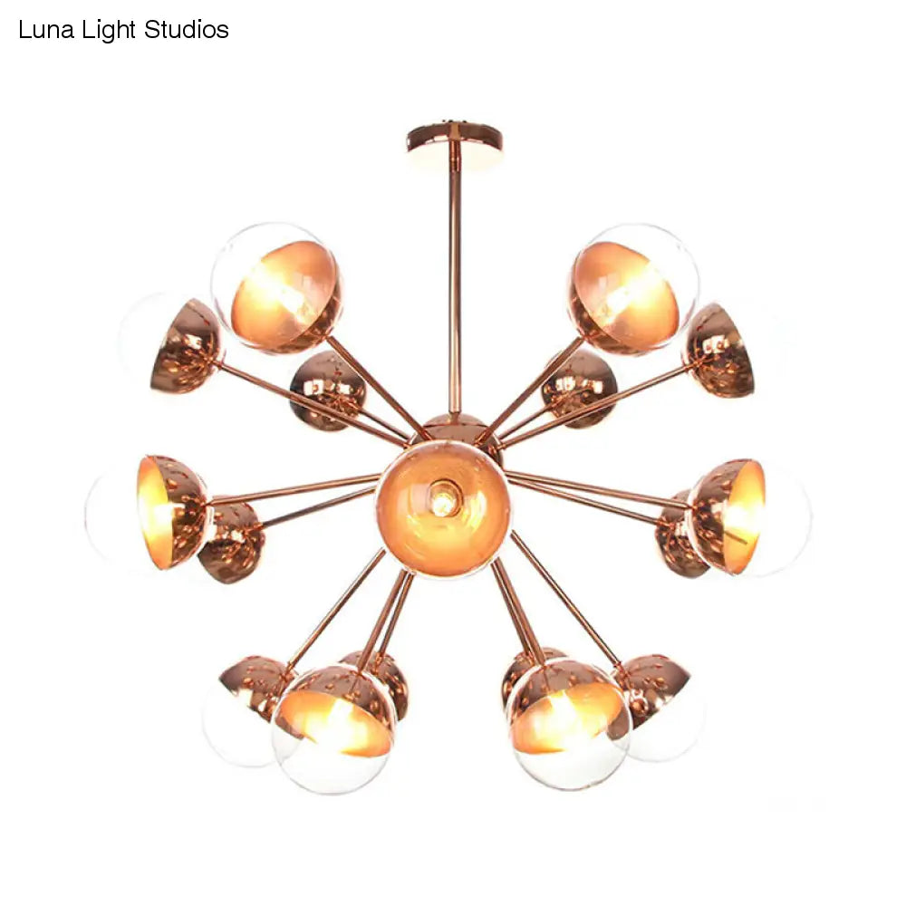 Lámpara de techo semiempotrada DecorBites™ Globe para comedor, con cristal blanco/transparente/gris ahumado - 9/12/15 luces - Diseño contemporáneo en cobre/cromo/oro