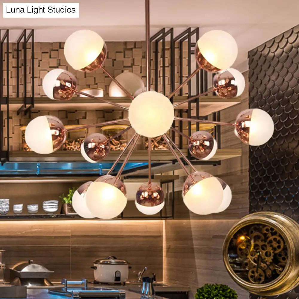 Lámpara de techo semiempotrada DecorBites™ Globe para comedor, con cristal blanco/transparente/gris ahumado - 9/12/15 luces - Diseño contemporáneo en cobre/cromo/oro