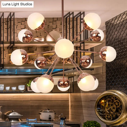 Lámpara de techo semiempotrada DecorBites™ Globe para comedor, con cristal blanco/transparente/gris ahumado - 9/12/15 luces - Diseño contemporáneo en cobre/cromo/oro