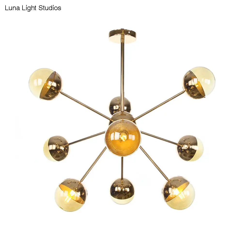 Lámpara de techo semiempotrada DecorBites™ Globe para comedor, con cristal blanco/transparente/gris ahumado - 9/12/15 luces - Diseño contemporáneo en cobre/cromo/oro