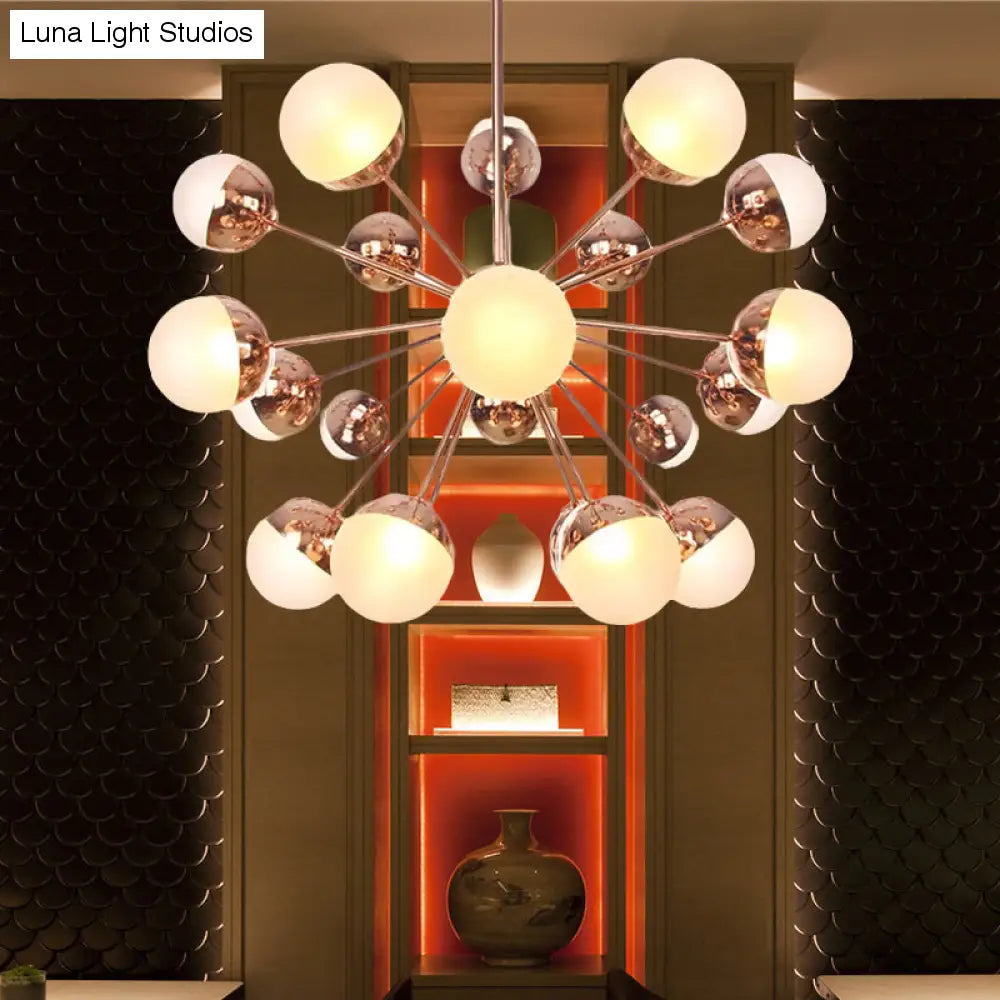 Lámpara de techo semiempotrada DecorBites™ Globe para comedor, con cristal blanco/transparente/gris ahumado - 9/12/15 luces - Diseño contemporáneo en cobre/cromo/oro