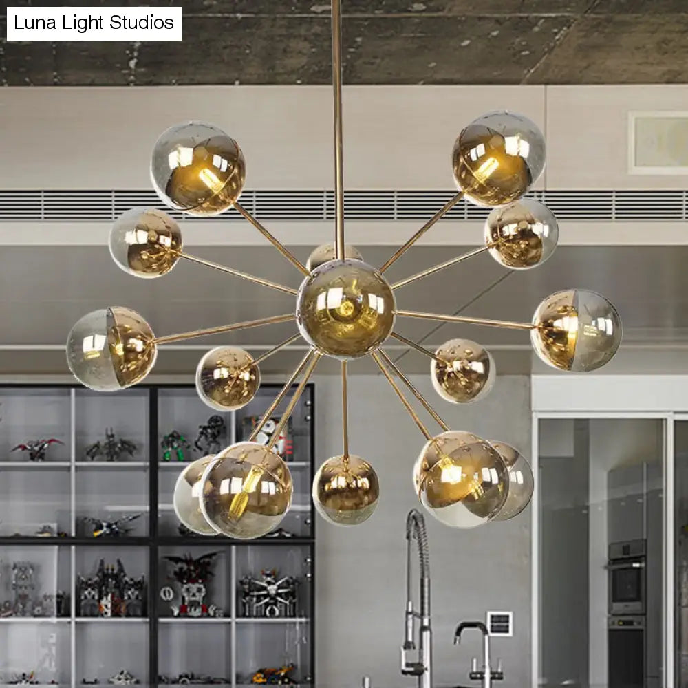Lámpara de techo semiempotrada DecorBites™ Globe para comedor, con cristal blanco/transparente/gris ahumado - 9/12/15 luces - Diseño contemporáneo en cobre/cromo/oro