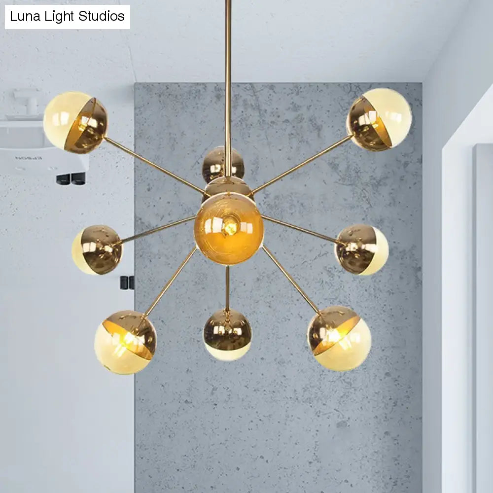 Lámpara de techo semiempotrada DecorBites™ Globe para comedor, con cristal blanco/transparente/gris ahumado - 9/12/15 luces - Diseño contemporáneo en cobre/cromo/oro