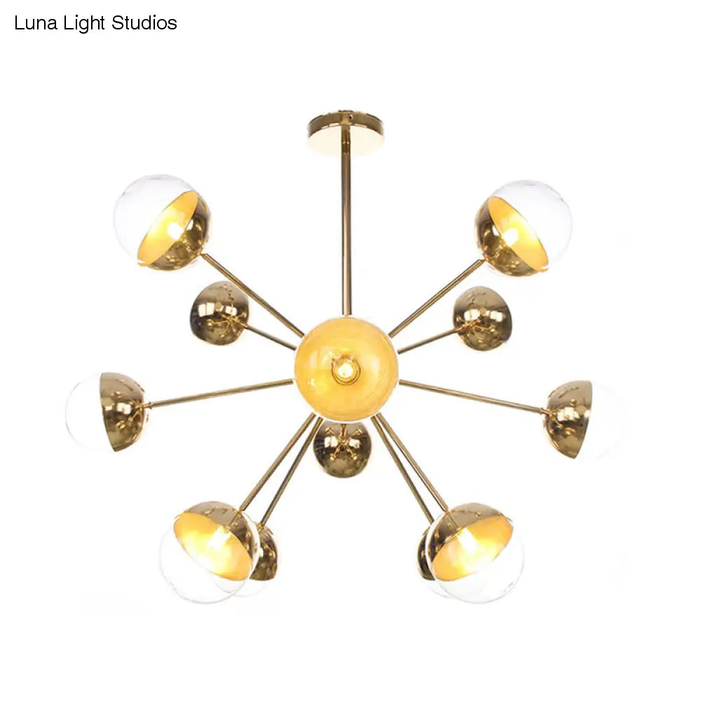 Lámpara de techo semiempotrada DecorBites™ Globe para comedor, con cristal blanco/transparente/gris ahumado - 9/12/15 luces - Diseño contemporáneo en cobre/cromo/oro