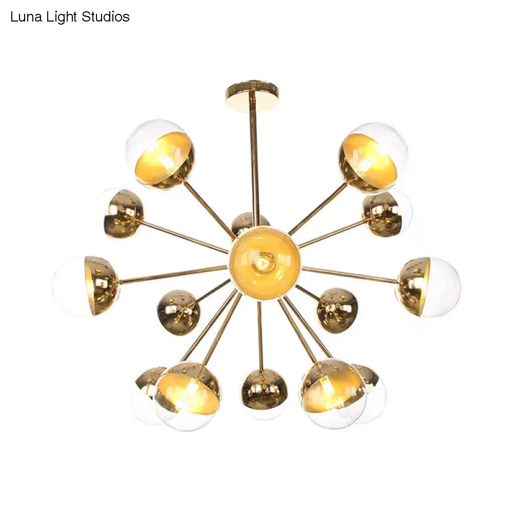 Lámpara de techo semiempotrada DecorBites™ Globe para comedor, con cristal blanco/transparente/gris ahumado - 9/12/15 luces - Diseño contemporáneo en cobre/cromo/oro