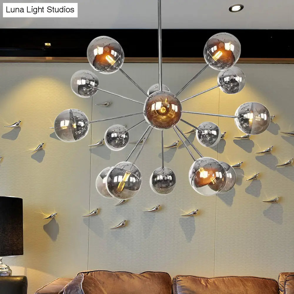 Lámpara de techo semiempotrada DecorBites™ Globe para comedor, con cristal blanco/transparente/gris ahumado - 9/12/15 luces - Diseño contemporáneo en cobre/cromo/oro