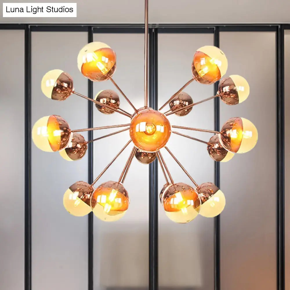 Lámpara de techo semiempotrada DecorBites™ Globe para comedor, con cristal blanco/transparente/gris ahumado - 9/12/15 luces - Diseño contemporáneo en cobre/cromo/oro