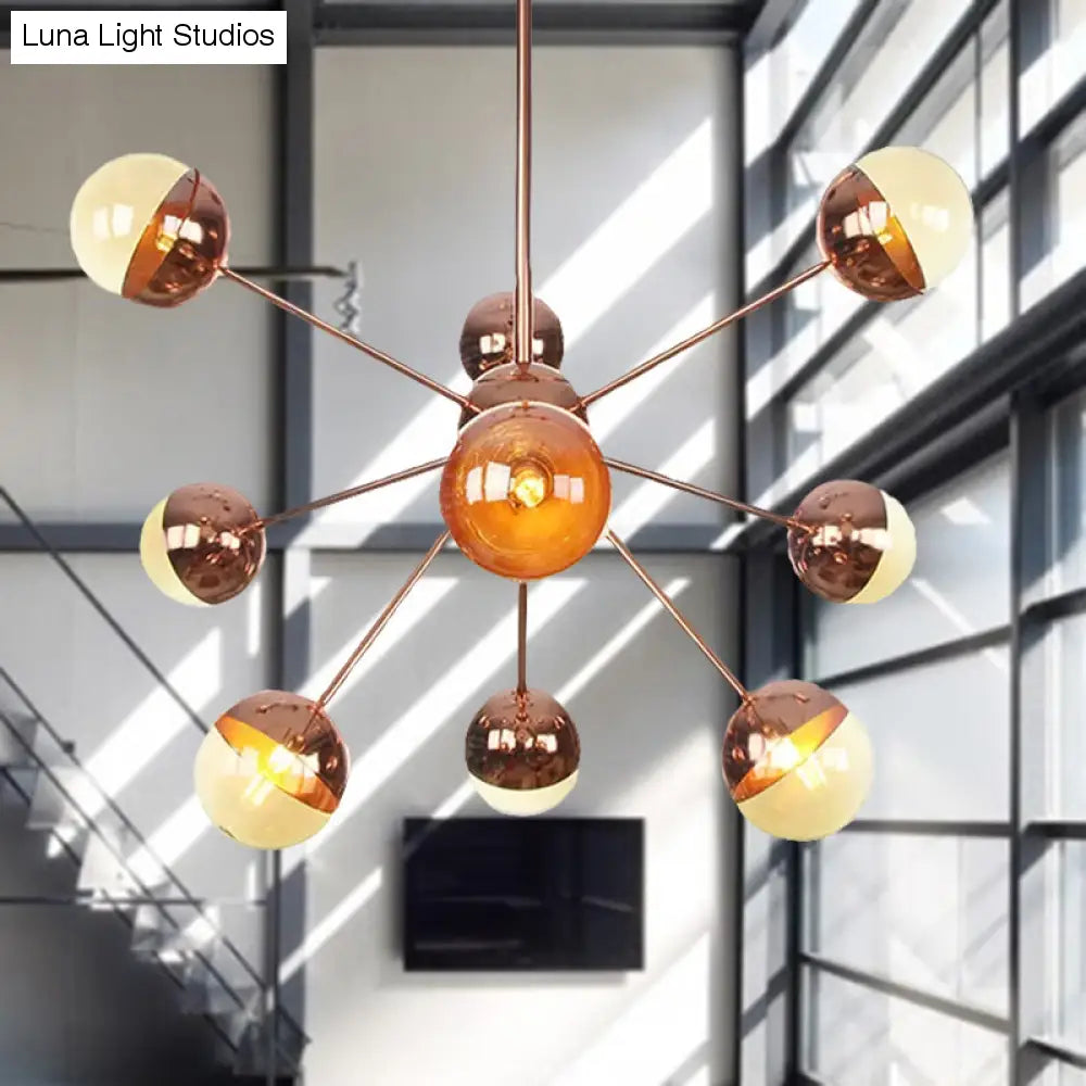 Lámpara de techo semiempotrada DecorBites™ Globe para comedor, con cristal blanco/transparente/gris ahumado - 9/12/15 luces - Diseño contemporáneo en cobre/cromo/oro