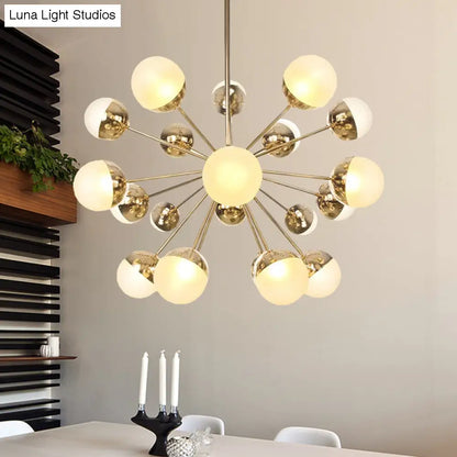 Lámpara de techo semiempotrada DecorBites™ Globe para comedor, con cristal blanco/transparente/gris ahumado - 9/12/15 luces - Diseño contemporáneo en cobre/cromo/oro