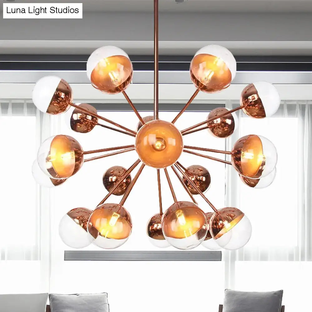 Lámpara de techo semiempotrada DecorBites™ Globe para comedor, con cristal blanco/transparente/gris ahumado - 9/12/15 luces - Diseño contemporáneo en cobre/cromo/oro