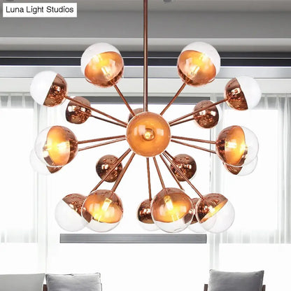 Lámpara de techo semiempotrada DecorBites™ Globe para comedor, con cristal blanco/transparente/gris ahumado - 9/12/15 luces - Diseño contemporáneo en cobre/cromo/oro