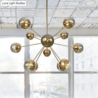 Lámpara de techo semiempotrada DecorBites™ Globe para comedor, con cristal blanco/transparente/gris ahumado - 9/12/15 luces - Diseño contemporáneo en cobre/cromo/oro