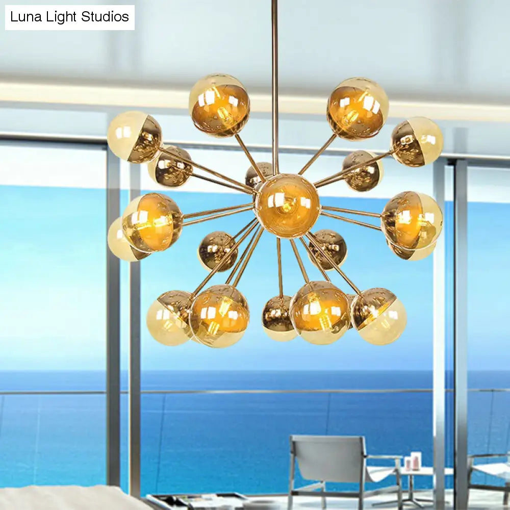 Lámpara de techo semiempotrada DecorBites™ Globe para comedor, con cristal blanco/transparente/gris ahumado - 9/12/15 luces - Diseño contemporáneo en cobre/cromo/oro