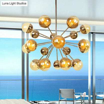 Lámpara de techo semiempotrada DecorBites™ Globe para comedor, con cristal blanco/transparente/gris ahumado - 9/12/15 luces - Diseño contemporáneo en cobre/cromo/oro