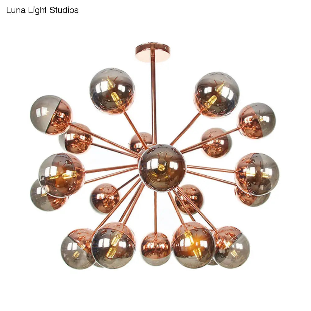 Lámpara de techo semiempotrada DecorBites™ Globe para comedor, con cristal blanco/transparente/gris ahumado - 9/12/15 luces - Diseño contemporáneo en cobre/cromo/oro