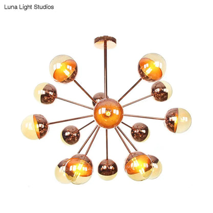 Lámpara de techo semiempotrada DecorBites™ Globe para comedor, con cristal blanco/transparente/gris ahumado - 9/12/15 luces - Diseño contemporáneo en cobre/cromo/oro