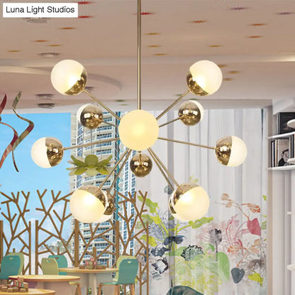 Lámpara de techo semiempotrada DecorBites™ Globe para comedor, con cristal blanco/transparente/gris ahumado - 9/12/15 luces - Diseño contemporáneo en cobre/cromo/oro