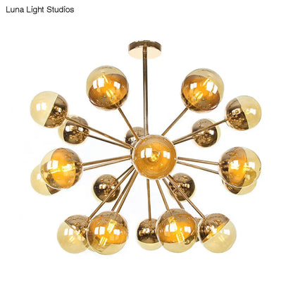 Lámpara de techo semiempotrada DecorBites™ Globe para comedor, con cristal blanco/transparente/gris ahumado - 9/12/15 luces - Diseño contemporáneo en cobre/cromo/oro