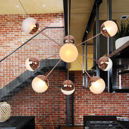 Lámpara de techo semiempotrada DecorBites™ Globe para comedor, con cristal blanco/transparente/gris ahumado - 9/12/15 luces - Diseño contemporáneo en cobre/cromo/oro