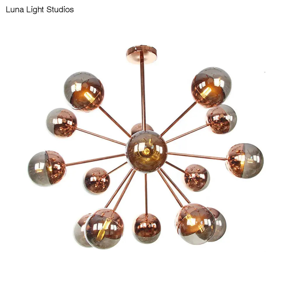 Lámpara de techo semiempotrada DecorBites™ Globe para comedor, con cristal blanco/transparente/gris ahumado - 9/12/15 luces - Diseño contemporáneo en cobre/cromo/oro