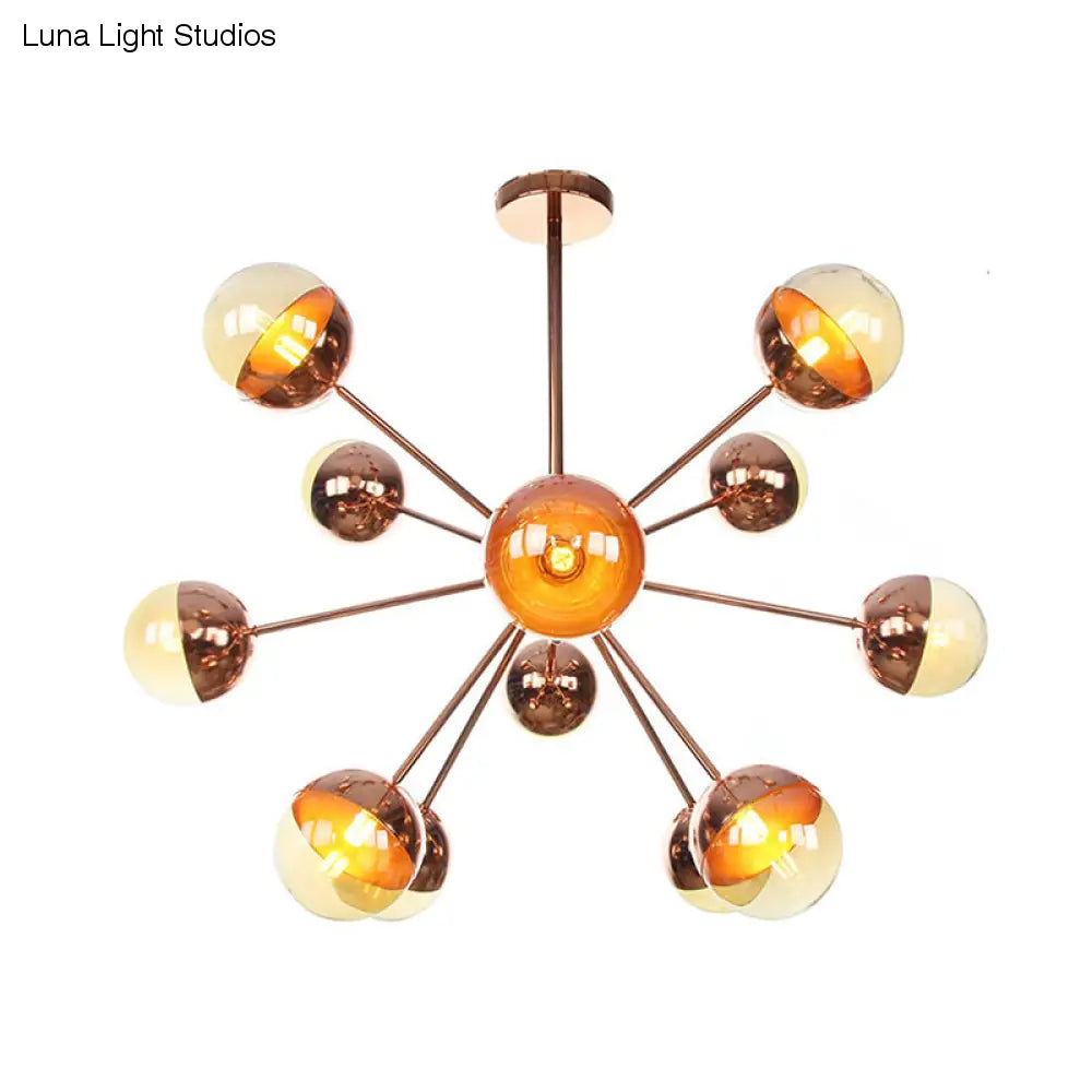 Lámpara de techo semiempotrada DecorBites™ Globe para comedor, con cristal blanco/transparente/gris ahumado - 9/12/15 luces - Diseño contemporáneo en cobre/cromo/oro