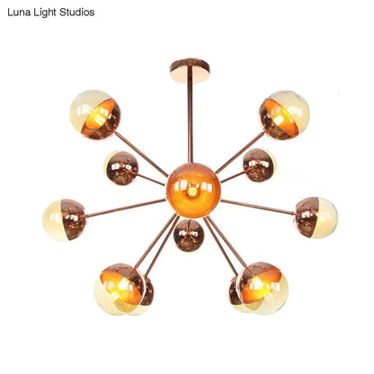 Lámpara de techo semiempotrada DecorBites™ Globe para comedor, con cristal blanco/transparente/gris ahumado - 9/12/15 luces - Diseño contemporáneo en cobre/cromo/oro