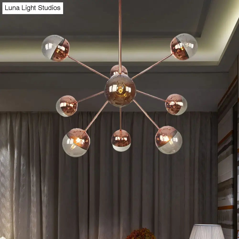 Lámpara de techo semiempotrada DecorBites™ Globe para comedor, con cristal blanco/transparente/gris ahumado - 9/12/15 luces - Diseño contemporáneo en cobre/cromo/oro