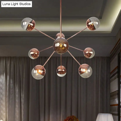 Lámpara de techo semiempotrada DecorBites™ Globe para comedor, con cristal blanco/transparente/gris ahumado - 9/12/15 luces - Diseño contemporáneo en cobre/cromo/oro