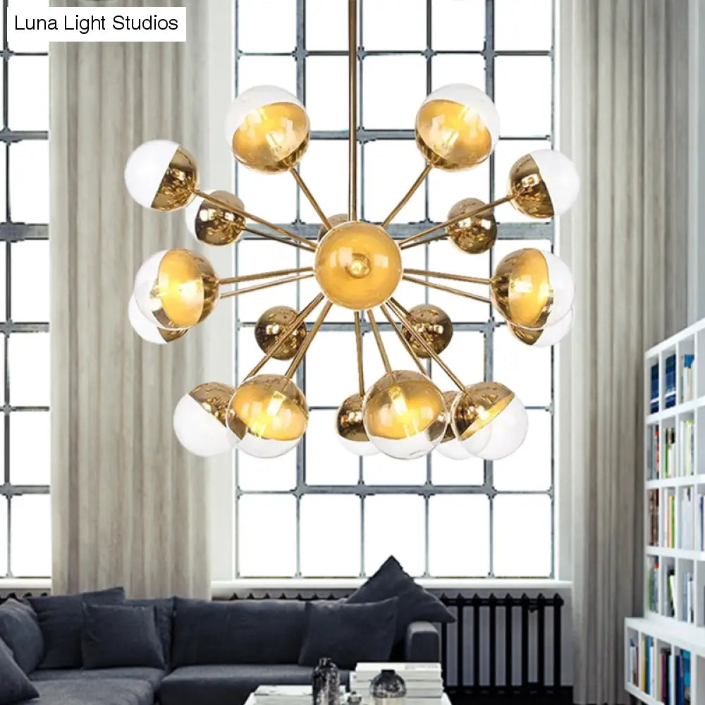 Lámpara de techo semiempotrada DecorBites™ Globe para comedor, con cristal blanco/transparente/gris ahumado - 9/12/15 luces - Diseño contemporáneo en cobre/cromo/oro