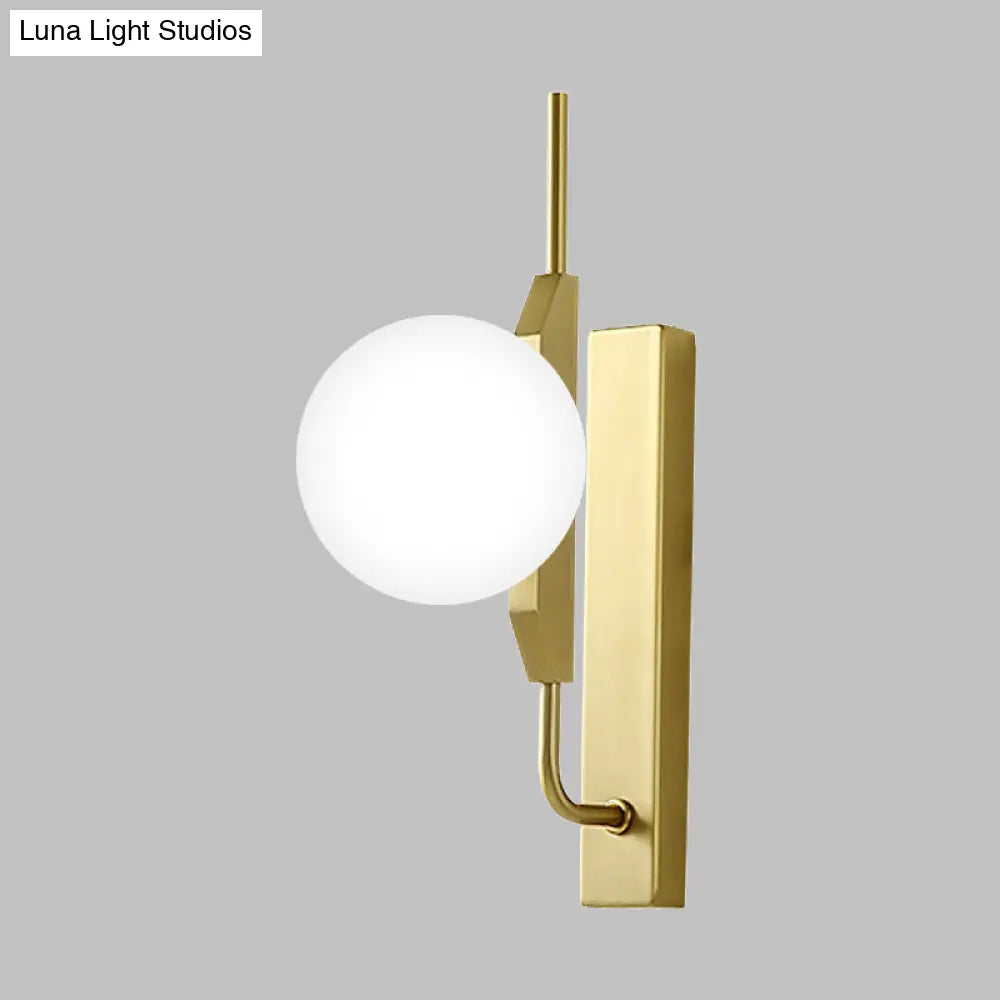 DecorBites™ Globe Living Room Sconce - Frosted White Glass Modern Wall Light with Gold Backplate