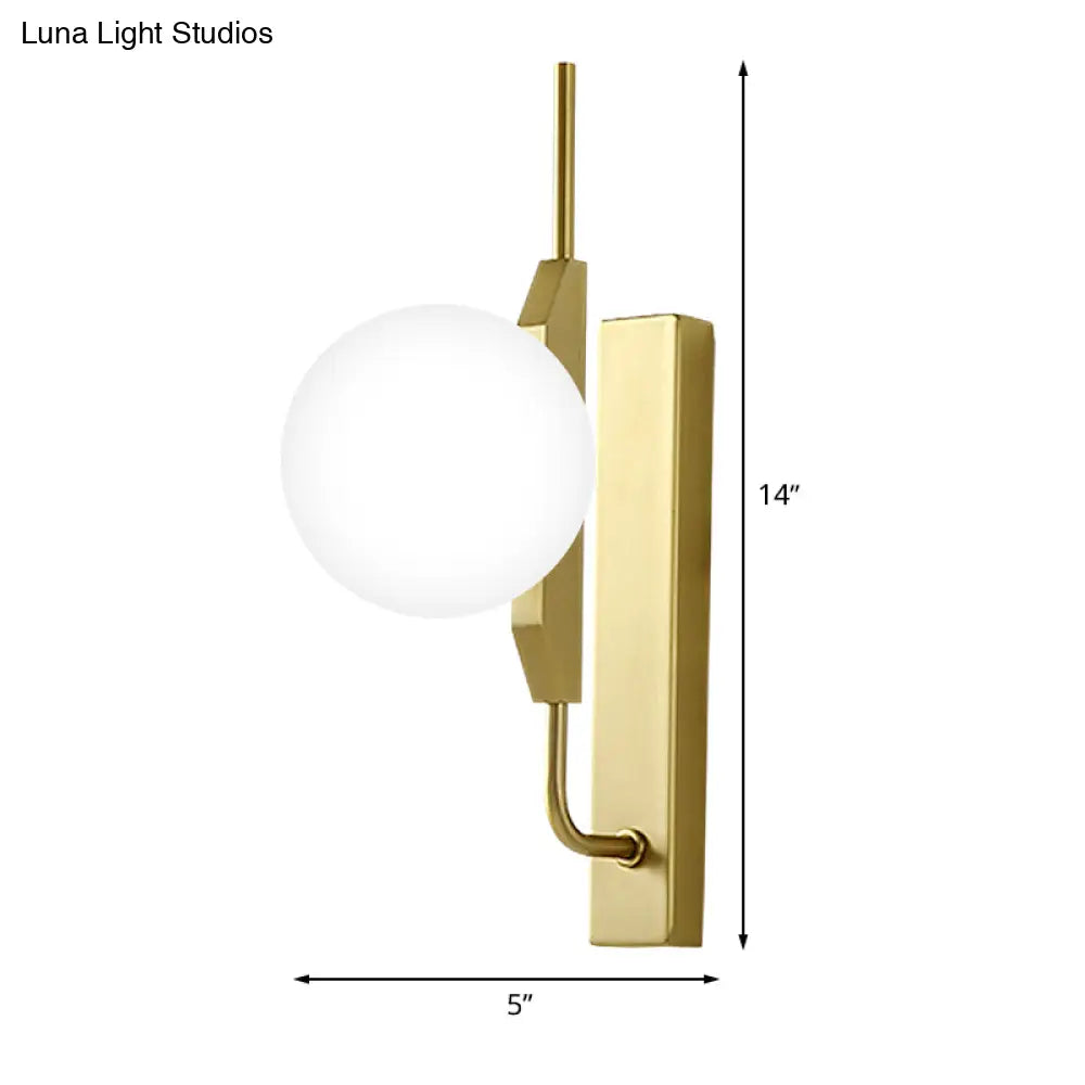 DecorBites™ Globe Living Room Sconce - Frosted White Glass Modern Wall Light with Gold Backplate