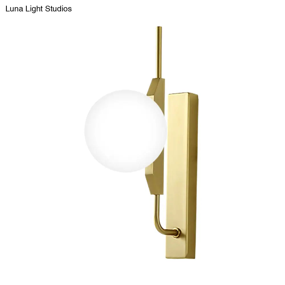 DecorBites™ Globe Living Room Sconce - Frosted White Glass Modern Wall Light with Gold Backplate