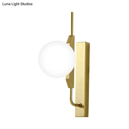 DecorBites™ Globe Living Room Sconce - Frosted White Glass Modern Wall Light with Gold Backplate