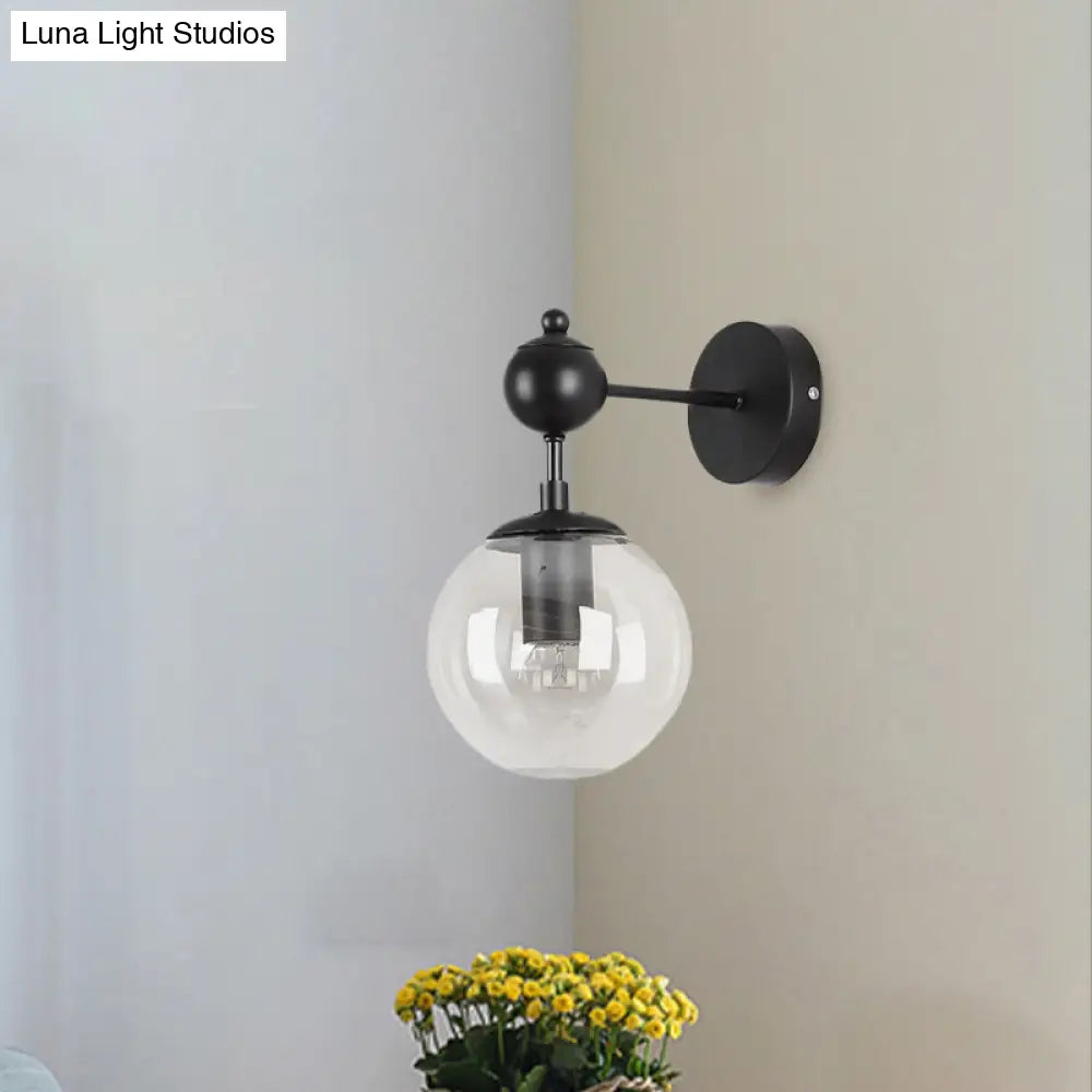 DecorBites™ DecorBites™ Globe Shade Industrial Wall Light Fixture with Clear/Grey/Amber Glass, Black Sconce Lamp - Living Room