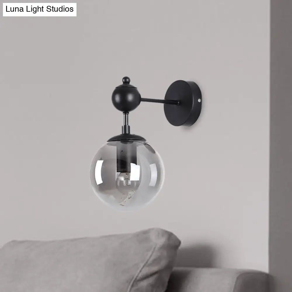 DecorBites™ DecorBites™ Globe Shade Industrial Wall Light Fixture with Clear/Grey/Amber Glass, Black Sconce Lamp - Living Room