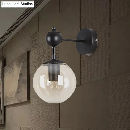 DecorBites™ DecorBites™ Globe Shade Industrial Wall Light Fixture with Clear/Grey/Amber Glass, Black Sconce Lamp - Living Room