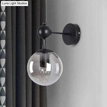 DecorBites™ DecorBites™ Globe Shade Industrial Wall Light Fixture with Clear/Grey/Amber Glass, Black Sconce Lamp - Living Room