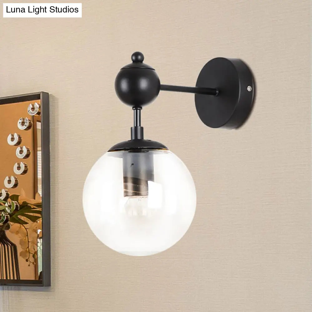 DecorBites™ DecorBites™ Globe Shade Industrial Wall Light Fixture with Clear/Grey/Amber Glass, Black Sconce Lamp - Living Room