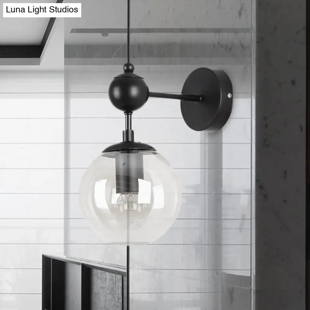 DecorBites™ DecorBites™ Globe Shade Industrial Wall Light Fixture with Clear/Grey/Amber Glass, Black Sconce Lamp - Living Room