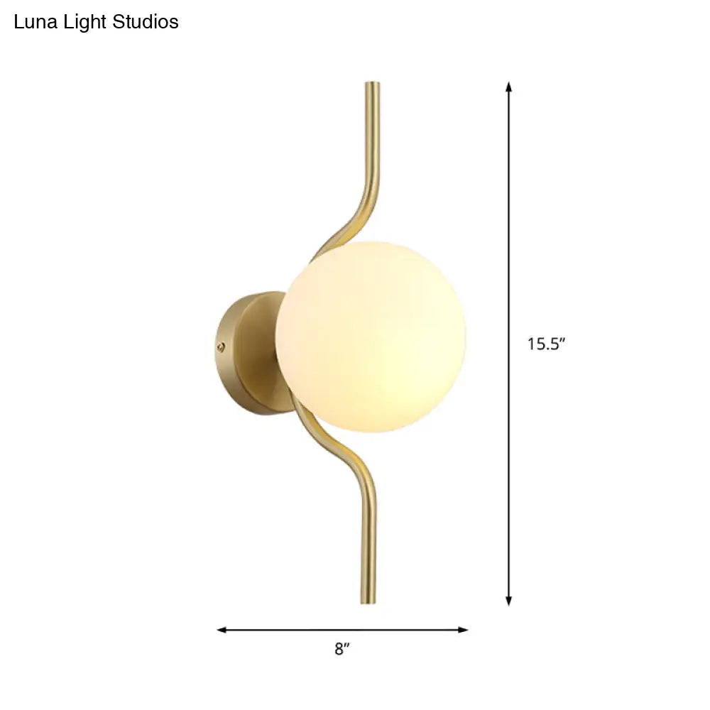 DecorBites™ Globe White Glass Wall Mount Sconce Light with Elegant Gold Arm and Base