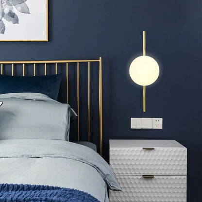 DecorBites™ Globe White Glass Wall Mount Sconce Light with Elegant Gold Arm and Base