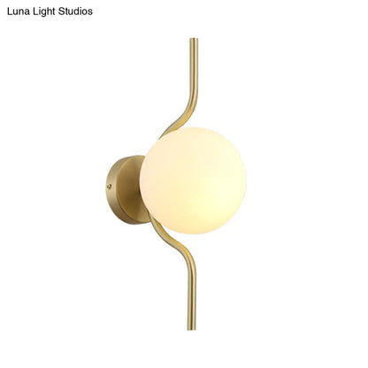 DecorBites™ Globe White Glass Wall Mount Sconce Light with Elegant Gold Arm and Base