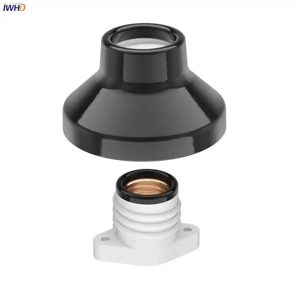 Glossy black and brass ceramic e27 bulb holder with white plastic base for decorbites ceramic e27 bulb bedroom lamp fitting