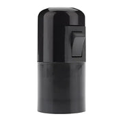 Glossy black e27 socket lamp holder with black plastic toggle switch featuring a rectangular lever for bedroom light