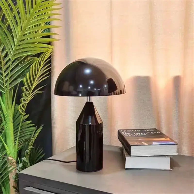 Glossy black mushroom lamp decorbites atollo black white and gold with modern design for bedroom table lighting