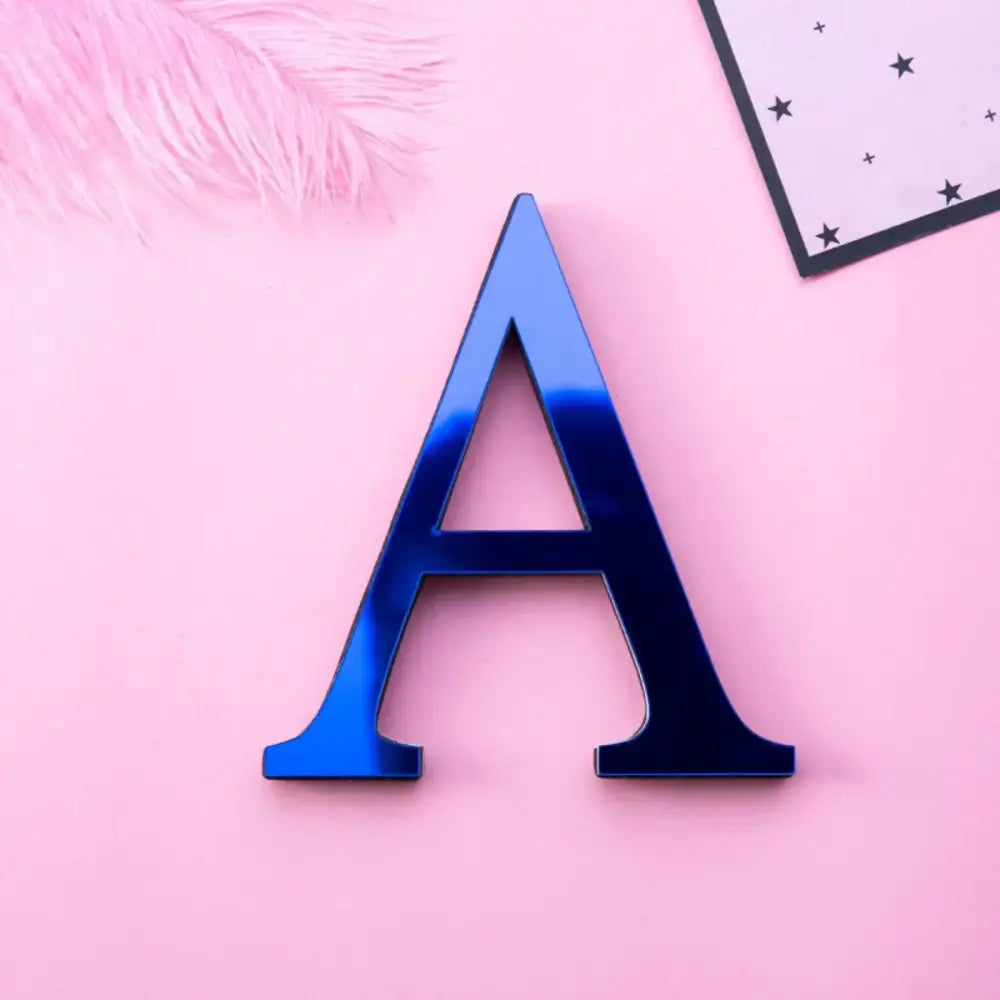 Shiny blue metallic letter a decor featuring decorbites 3d mirror alphabet letters for stylish alphabet letters wall display