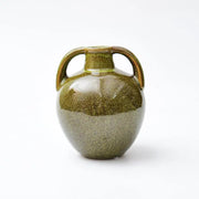 Glossy olive green speckled ceramic vases teapot with two curved handles ideal for decorbites ceramic vases flower decor